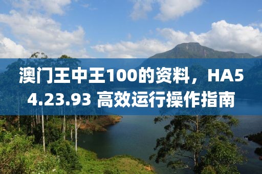 澳門(mén)王中王100的資料，HA54.23.93 高效運(yùn)行操作指南