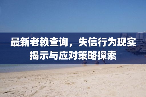 最新老賴查詢，失信行為現(xiàn)實揭示與應(yīng)對策略探索