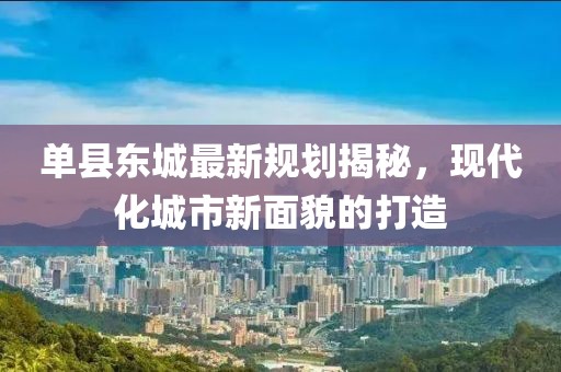 單縣東城最新規(guī)劃揭秘，現(xiàn)代化城市新面貌的打造