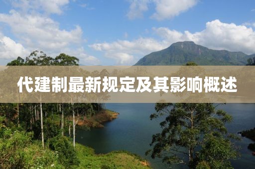 代建制最新規(guī)定及其影響概述