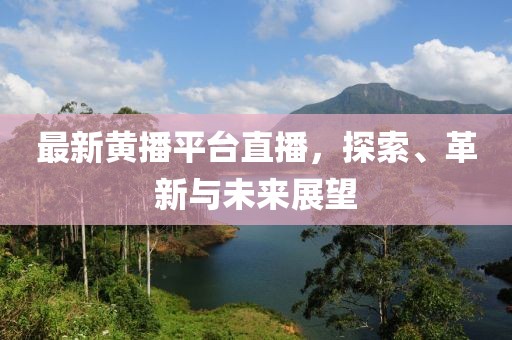 最新黃播平臺(tái)直播，探索、革新與未來展望