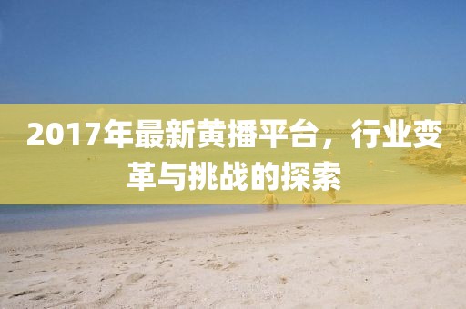 2017年最新黃播平臺，行業(yè)變革與挑戰(zhàn)的探索