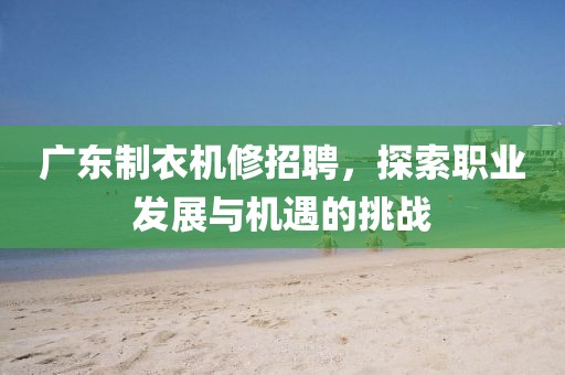 廣東制衣機(jī)修招聘，探索職業(yè)發(fā)展與機(jī)遇的挑戰(zhàn)