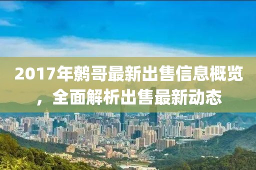2017年鷯哥最新出售信息概覽，全面解析出售最新動(dòng)態(tài)
