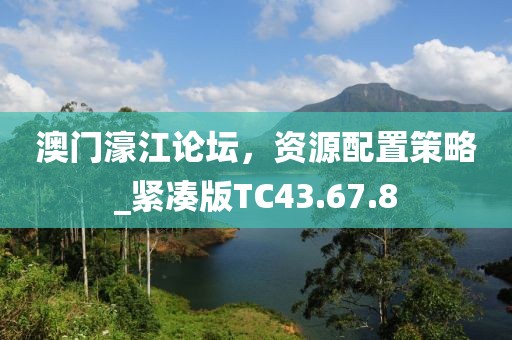 澳門濠江論壇，資源配置策略_緊湊版TC43.67.8