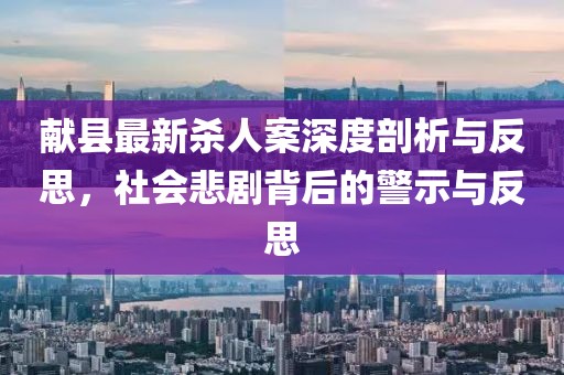 獻(xiàn)縣最新殺人案深度剖析與反思，社會悲劇背后的警示與反思