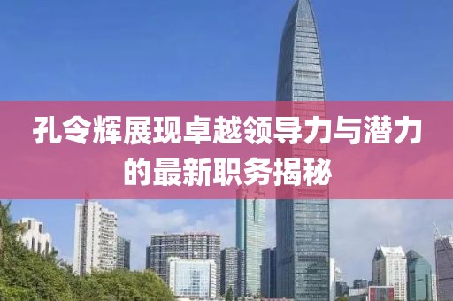 孔令輝展現(xiàn)卓越領(lǐng)導(dǎo)力與潛力的最新職務(wù)揭秘