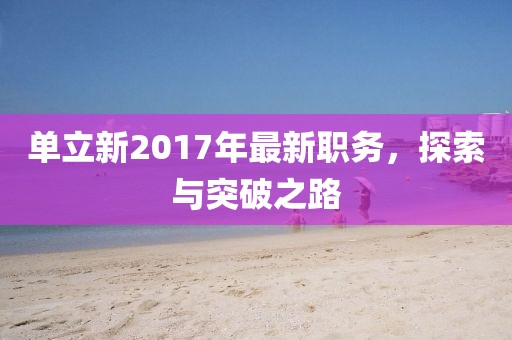 單立新2017年最新職務(wù)，探索與突破之路