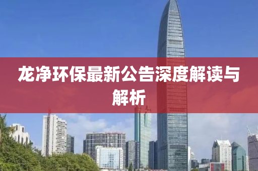 龍凈環(huán)保最新公告深度解讀與解析