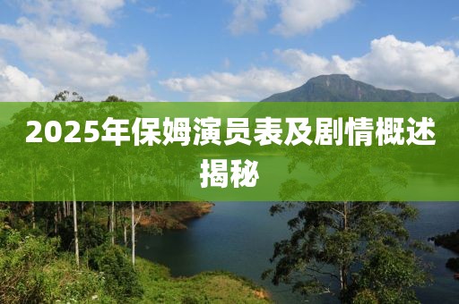 2025年保姆演員表及劇情概述揭秘