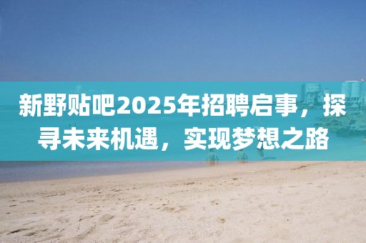 新野貼吧2025年招聘啟事，探尋未來(lái)機(jī)遇，實(shí)現(xiàn)夢(mèng)想之路