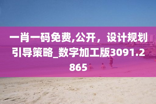 一肖一碼免費(fèi),公開(kāi)，設(shè)計(jì)規(guī)劃引導(dǎo)策略_數(shù)字加工版3091.2865
