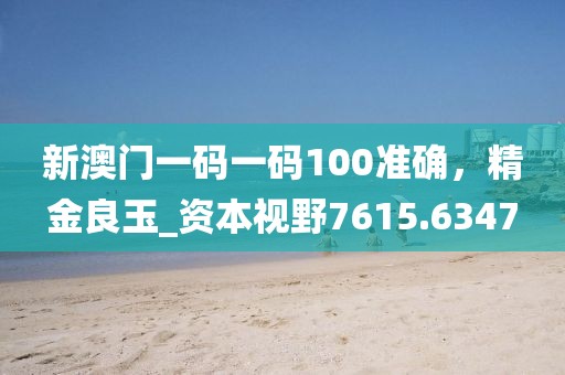 新澳門一碼一碼100準確，精金良玉_資本視野7615.6347