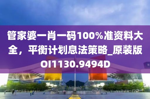 管家婆一肖一碼100%準(zhǔn)資料大全，平衡計(jì)劃息法策略_原裝版OI1130.9494D