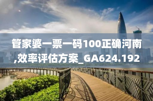 管家婆一票一碼100正確河南,效率評估方案_GA624.192