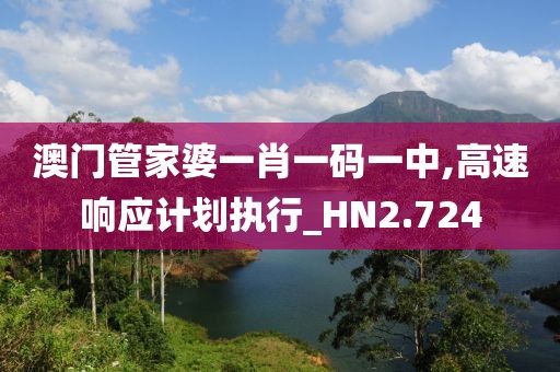 澳門管家婆一肖一碼一中,高速響應(yīng)計劃執(zhí)行_HN2.724