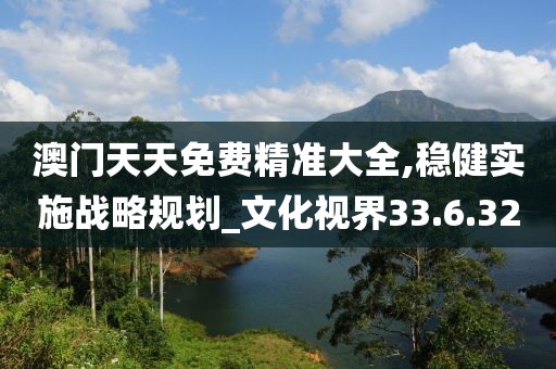 澳門天天免費(fèi)精準(zhǔn)大全,穩(wěn)健實(shí)施戰(zhàn)略規(guī)劃_文化視界33.6.32